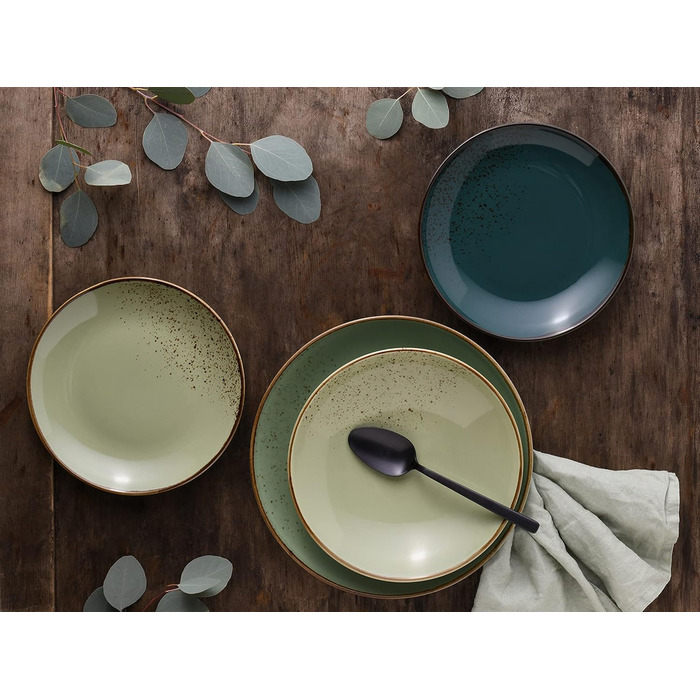 Набір посуду CreaTable Serie Nature Collection (16 предметів) з каменю, для миття в посудомийній машині та використання в мікрохвильовій печі, преміум-якість