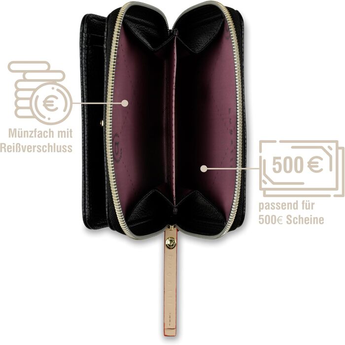 Bugatti Ella small wallet for women, women's wallet, purse, women's purse in black