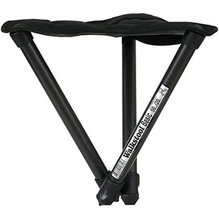 Складаний табурет Walkstool Basic алюмінієвий 3-ніжковий, 50 см, чорний, вантажопідйомність до 175 кг, Швеція