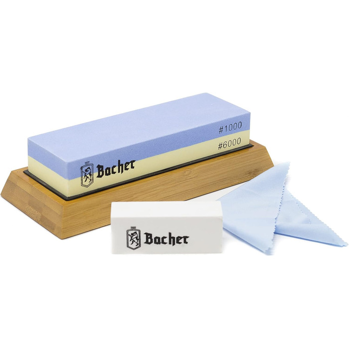 Набір точильних каменів Bacher Premium Schleifstein 400/1000: точило, сталевий шліф, з інструкцією та лапстином