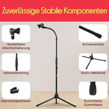 Мікрофонний стійка Pyle з регульованою висотою 85-153 см, універсальна, з міцною основою