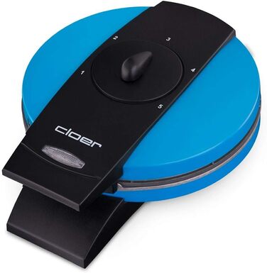 Вафельниця Cloer 1629 для класичних вафельних сердечок, 930 Вт, розмір вафелі 15,5 см, регульований ступінь прожарювання, метал, блакитна, для 1 порції