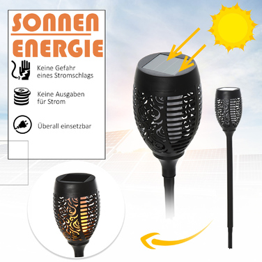 Outsunny Solar Light Outdoor 4-Piece Set Garden Light IP44 Waterproof 6-8h Lighting Duration Warm Light Source Plastic Black Ø12 x H72cm
