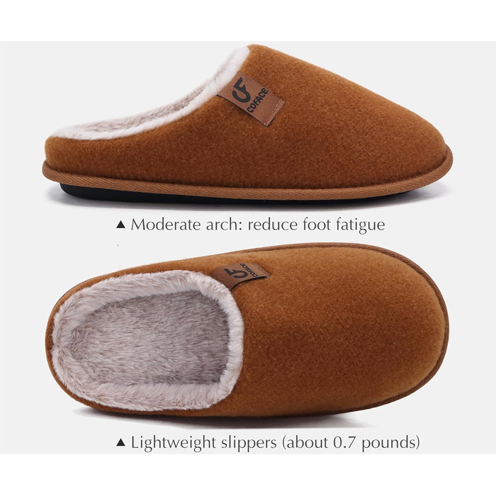 Тапочки чоловічі COFACE з фетру, теплі, зручні, з м'якою підкладкою, з антиковзкою гумовою підошвою, для дому та вулиці, розмір 40-49 (Хакі, 45 EU)