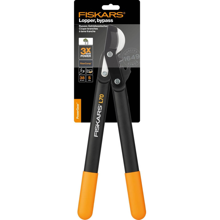Секатор Fiskars PowerGear II L70 для свіжої деревини, антипригарне покриття, загартована сталь, 46 см, чорний/помаранчевий, 1002104