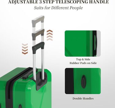 Набір валіз Ystyle Kofferset 5 шт: 12', 18', 20', 24', 28' + косметичка, ABS, 360° колеса, TSA-замок, для подорожей, Європа, круїз, навчання за кордоном, м'ятний колір