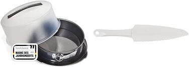 Zenker 7020 Springform with Transport Lid Ø 28 cm DELUXE & Cake Server, 29 cm Patisserie, practical kitchen helper made of plastic, kitchen utensil for cutting, lifting and serving cakes, white