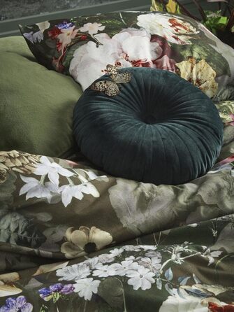 Декоративна подушка ESSENZA Fleur Moss 50x50 см, поліестер, оксамит, з квітковим принтом (піон, тюльпан)
