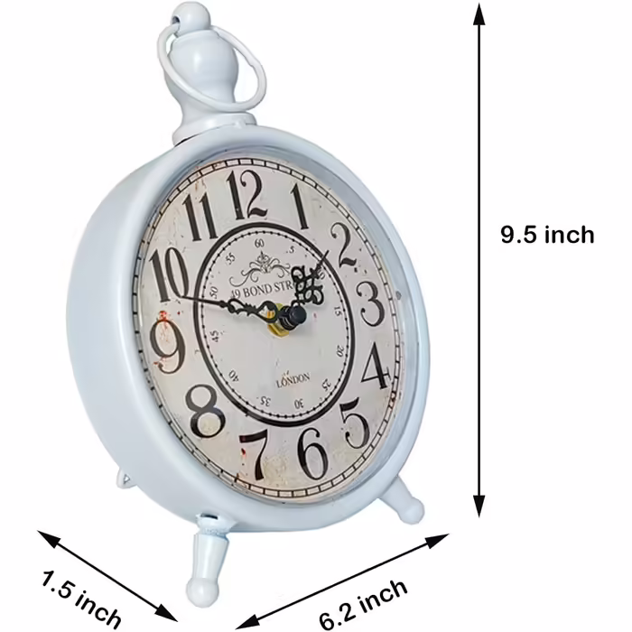 HZDHCLH Retro Silent Roman Table Clock for Living Room Bedroom Office Art Desk Clock (Pure White)