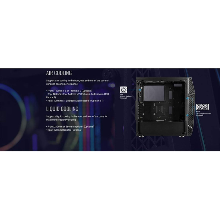 Ігровий корпус AeroCool KLAW ATX, загартоване скло, RGB підсвітка, 3 RGB вентилятори, чорний
