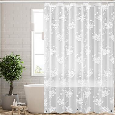 Штора для душу миюча Peva 300x200 см, біла в крапку, антигрибкова, прозора для ванної кімнати та душу