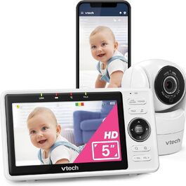 Vtech VM901-1W WiFi камера: розумний дитячий монітор з 5-дюймовим HD-дисплеєм, 1080P, поворотна камера, мобільний додаток, широкий кут огляду 120°, сумісність з iOS та Android Vtech VM901-1W WiFi камера: розумний дитячий монітор з 5-дюймовим HD-дисплеєм, 1080P, поворотна камера, мобільний додаток, широкий кут огляду 120°, сумісність з iOS та Android