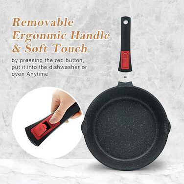 Сковорода з кришкою 24 см, антипригарне покриття, знімний ручка, підходить для всіх типів плит