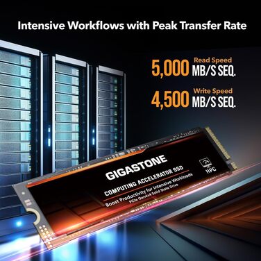Gigastone M.2 SSD PCIe 4.0 Gen4 2TB (2x1TB) – Внутрішній SSD для ПК, Ноутбука, PS5, ігор, 5000 МБ/с