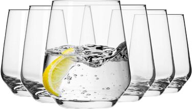 Krosno Water Glasses, Juice Glasses, Whisky Glasses, Drinking Glasses | Set of 6 | 400 ML | Splendour Collection | For Homes, Restaurants, Parties | Gift Idea for Wedding, Birthday, Celebration | Dishwasher Safe