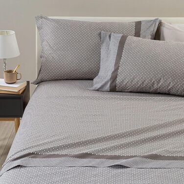 Caleffi - Bedding Set for Double Bed made of 100% Cotton, 240 x 280 cm, Fitted Sheet for Double Bed, Mattress Protector 180 x 200 cm, for Mattress with a Height of 25 cm, 2 Pillowcases 50 x 80