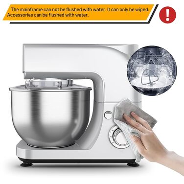 Кухонна машина-міксер з нержавіючою чашею, 6 швидкостей, для замішування тіста та збивання