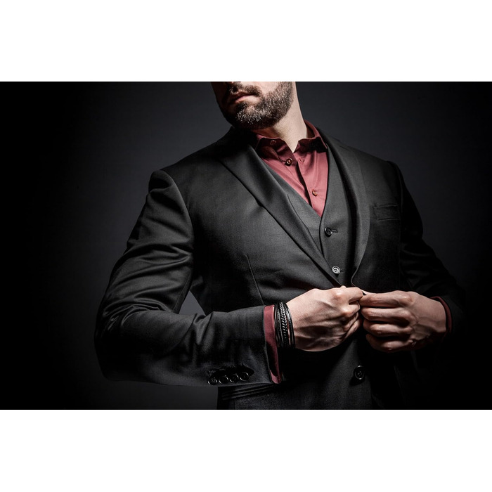 Браслет чоловічий шкіряний SERASAR Premium плетінка, чорно-коричневий, магнітний замок, 21 см, в подарунковій коробці