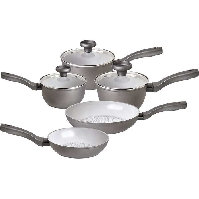 Prestige Earth Pan Cookware Pot Induction - 28cm / 7.5L - Non-Stick Ceramic, Recycled & Recyclable, Non-Toxic, Dishwasher Safe, Easy-Grip Handles (Cookware Set, 5 piece)