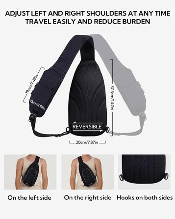 Чоловіча/Жіноча сумка через плече Waterfly - Messenger Bag Crossbody для спорту, подорожей, велоїзди та туризму (Чорна)