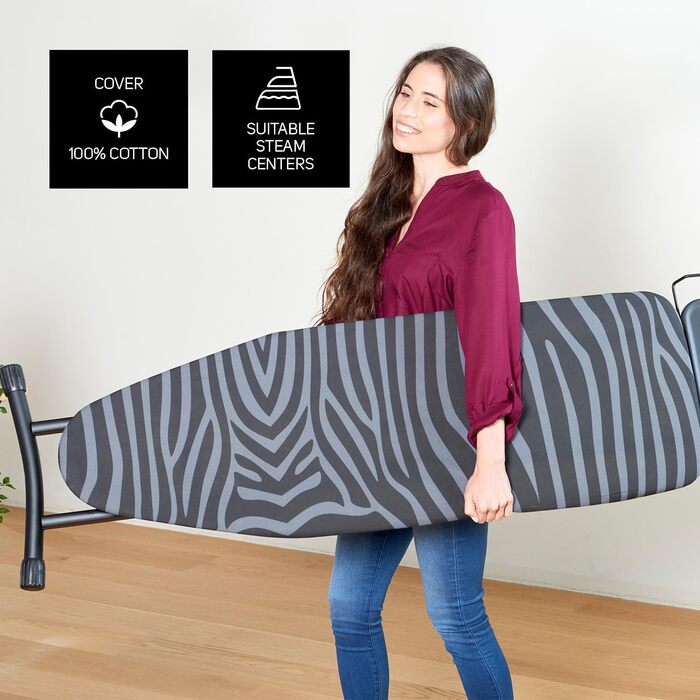 Гладильна дошка Taurus - складніша, регульована по висоті, для прасувальних станцій, 130 x 48 см, чорна