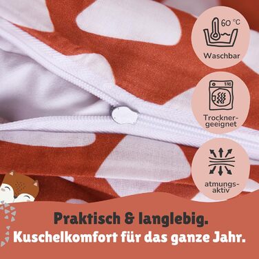 Дитяча постільна брова (2-х частинна) з 100% бавовни Oeko-Tex: ковдра 100x135 см та подушка 40x60 см з блискавкою. Дитяча постіль: дихаюча, терморегулююча, з принтом тварин (лисиця).