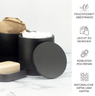 Набір аксесуарів для ванної кімнати ZCCZ 6 предметів – органайзер для ванної з тримачем для зубних щіток, дозатором мила, поличкою для косметики та 2 тримачами для ватних паличок – Сучасна чорно-матова декор для ванної кімнати