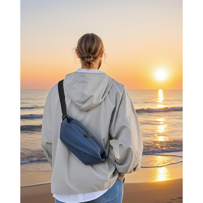 Чоловіча/Жіноча бананка з PU шкіри, водонепроникна, для спорту, подорожей, бігу, трекінгу, стильна темно-зелена (темно-синя, велика)