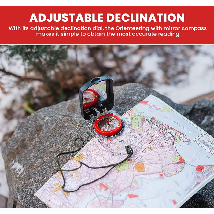 Sight Compass Adjustable Declination – Pathfinder Compass Survival Camping | Base Plate Compass Kids Navigation | Orienteering Compass Hiking Map Reading Military Compass Backpacking