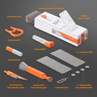 Набір для чищення клавіатури Alyvisun 11 в 1: для ноутбука, телефону, планшета, комп'ютера (помаранчевий)