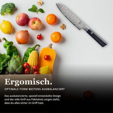 Ніж кухонний Zayiko Black Edition Santoku, сталь VG10 дамаск, 13 см, рукоять Pakkaholz, преміум