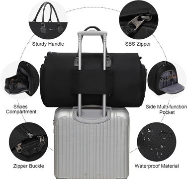 Versatile garment bags for travel, carry-on luggage for women and men, weekenders – 2-in-1 hanging suitcase, suit, duffel bag, green (A Schwarz)