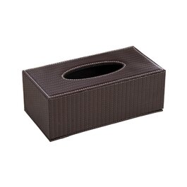 Тримач для серветок з шкіри, стильний та міцний, для дому, офісу та автомобіля. Тримач для тканинних серветок, прямокутний, ретро-дизайн (колір: темно-коричневий з смугами)