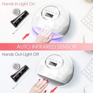 Лампа для сушіння нігтів Janolia 86W UV LED з сенсором та LCD дисплеєм для гель-лаку, професійна, з таймером, для нігтів рук та ніг