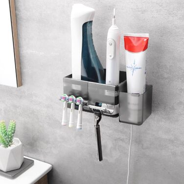 Тримач для електричної зубної щітки з нержавіючої сталі, настінний, без свердління, для 3 щіток та аксесуарів