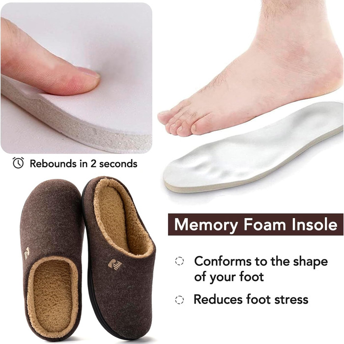 Чоловічі халапи RockDove з підкладкою Sherpa та піною Memory Foam (42/43 EU, Кофе)