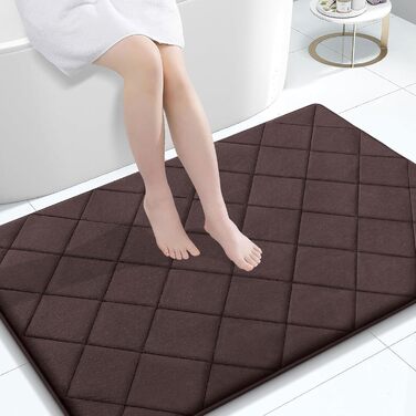 Килимок для ванної кімнати OLANLY з memory foam, м'який та швидковисихаючий, можна прати в машині, 76 x 50 см, коричневий