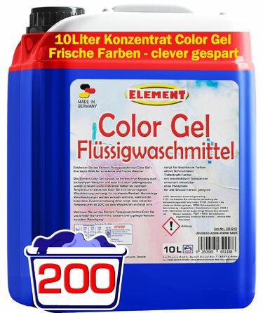 Рідкий пральний засіб Element Color Gel для кольорових речей, Aktive Frische, 10 л (200 прань)
