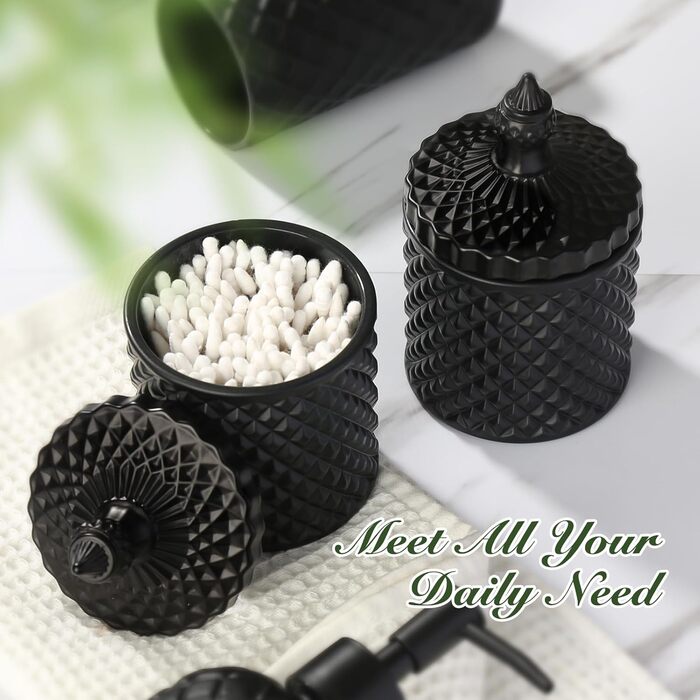 RYTOXILO Набір аксесуарів для ванної кімнати, 4 шт., чорний, з дозатором мила та тримачем для зубних щіток, для ванної, декор, органайзер