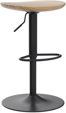 Kidol Adjustable Height Solid Wood Bar Stool with 360° Swivel - Industrial Modern Design for Kitchen Counter - Black
