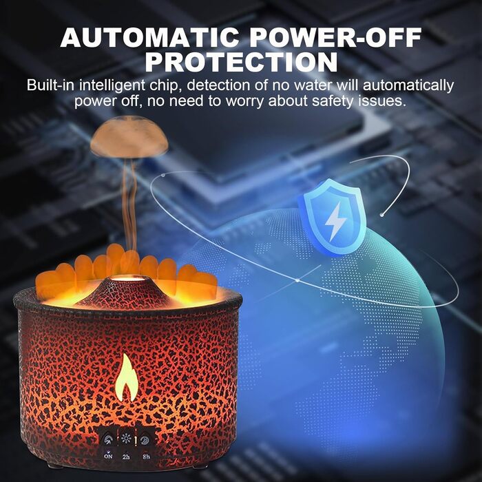 Аромадифузор Vulkan з підсвічуванням: зволожувач повітря, 300 мл, 2 режими, керування від пульта, холодний пар, для дому, фітнесу, білий