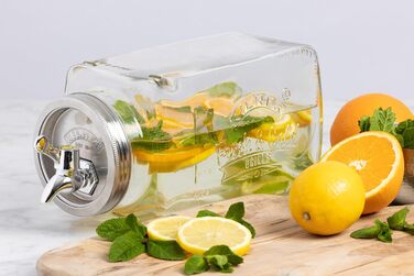 Диспенсер для напоїв KILNER з краном, 3 л, для холодильника, скляний, великий отвір для легкого наповнення