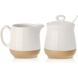 Hasense Ceramic Sugar and Milk Pitcher Set - White Coffee Tea Service for Wedding Gift & Home Decor