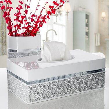 Набір аксесуарів для ванної кімнати Creative Scents Mirror Damask (6 предметів) - сірий та білий