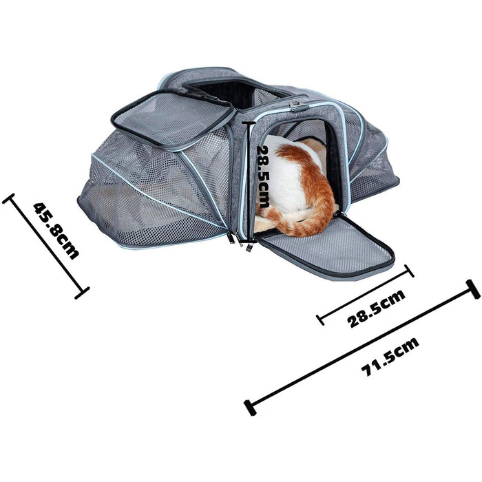 Складана переноска для собак і котів, 72 см. Підходить для подорожей на авто та літаку. Зручна переноска з довгим плечовим ременем, двостороння