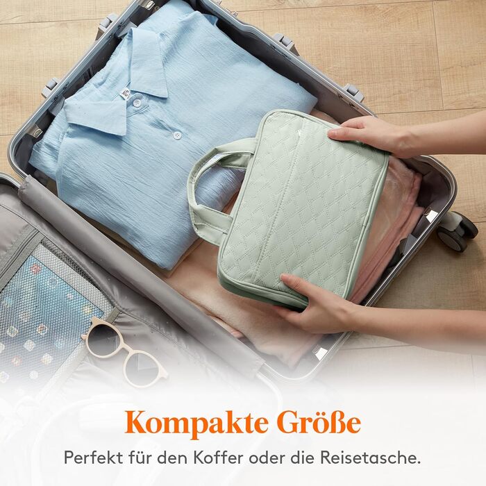 Жіноча дорожня косметичка Lifewit з гачком, велика органайзер для косметики, прозора косметичка для подорожей, м'ятно-зелена