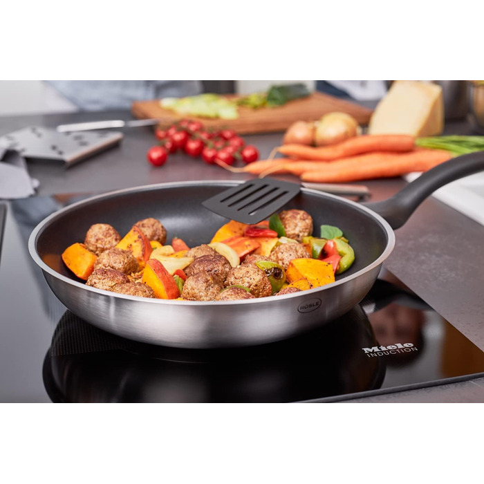 RÖSLE Frying Pan Set Basic Line Ø 20 cm, 24 cm with ProPlex non-stick coating, 18/10 stainless steel, silver/black (Ø 24 cm)