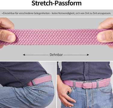 Жіночий/Чоловічий тканинний ремінь Tangchao з еластичною плетінням, 3.3 см, довжина 90-135 см, рожевий