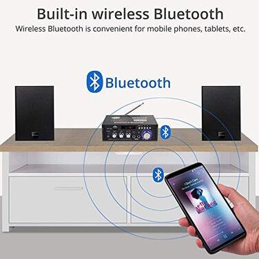 600Вт міні підсилювач цифровий Bluetooth стерео для дому та авто, USB, SD, FM, мікрофон, HiFi, 12В/220В, 2-канальний, LCD, BT298A