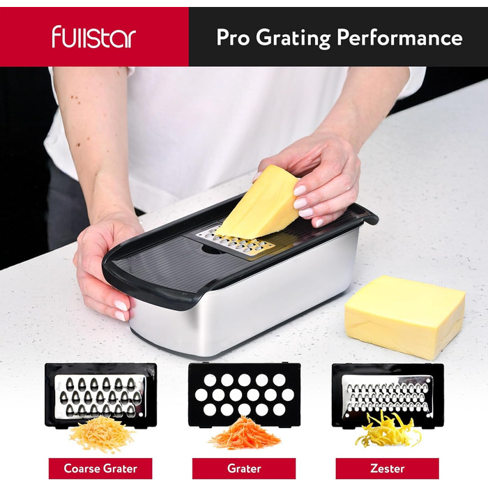 Мандоліна для овочів та фруктів 14-в-1 PRO з нержавіючої сталі, чорна: слайсер, шинковка, тертак, нарізчик для огірків, цибулі, картоплі, сиру